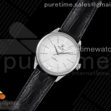 KZ공장 롤렉스 셀리니 스틸 화이트다이얼 가죽스트랩 Cellini SS KZF 1:1 Best Edition White Dial Stick Markers on Black Leather Strap SA3132