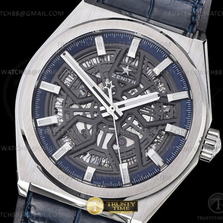LF공장 제니스 데피 클래식 스켈레톤 스틸 블랙블루다이얼 거미스트랩 ZEN048B - Defy Classic Skeleton SS/LE Ske LF V2 A2892
