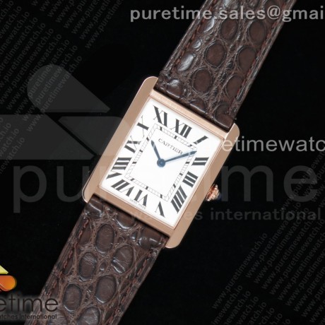 K11공장 까르띠에 로즈골드금통 탱크솔로 27MM 악어가죽스트랩 Tank Solo 27mm K11F RG White Dial on Brown Leather Strap Ronda Quartz