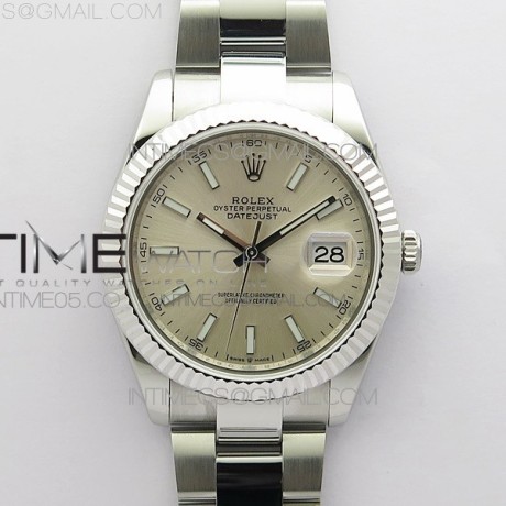 RO공장 롤렉스 데이저스트 41 실버다이얼 DateJust 41MM 126334 904L SS ROF 1:1 Best Edition Silver Dial Stick Markers on SS Oyster Bracelet A3235