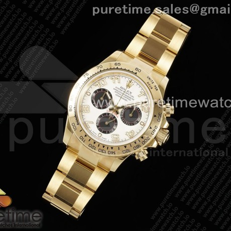 OM공장 롤렉스 스틸 데이토나 옐로우골드 금통 화이트레이싱다이얼 브레이슬릿 Daytona 116508 YG OMF Best Edition White/Black Dial on YG Bracelet A7750 (Slim Movement)