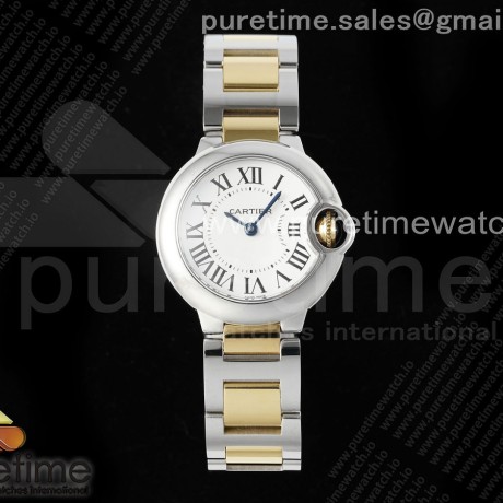 AF공장 까르띠에 발롱블루 28mm 옐로우골드콤비 화이트다이얼 브레이슬릿 Ballon Bleu Ladies 28mm SS/YG AF 1:1 Best Edition White Dial Bezel on SS/YG Bracelet Ronda Quartz