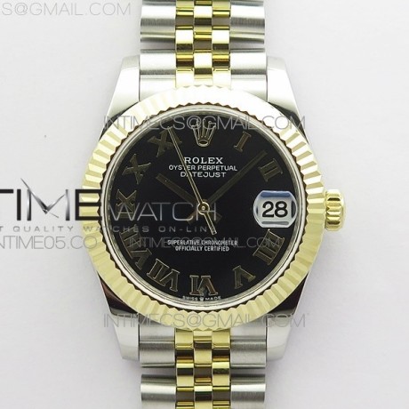 BP 롤렉스 데이저스트 31 옐로우골드콤비 블랙다이얼 2813 Datejust 31mm 278273 SS/YG BP Best Edition Black Roman Markers Dial on SS/YG Jubilee Bracelet