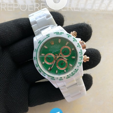 AET공장 롤렉스 풀세라믹 커스텀 데이토나 그린 Daytona AET White Ceramic Case and Bracelet Green Dial SA4130