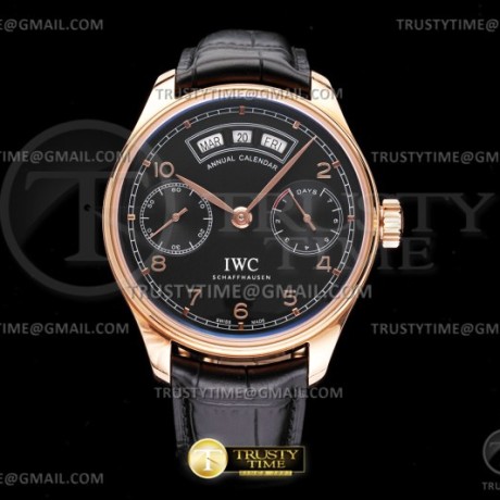 AZ공장 IWC 포르투기저 애뉴얼캘린더 로즈골드금통 블랙다이얼 가죽스트랩 Portugieser Annual Cal RG/LE Blk/RG AZF A52850