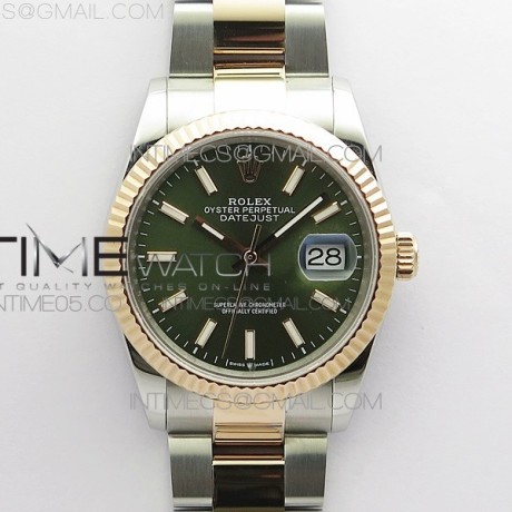 BP공장 롤렉스 데이저스트 36 로즈골드콤비 904 그린다이얼 Datejust 36mm 116231 SS/RG BP 1:1 Best Edition Green Dial Stick Markers On SS/RG Oyster Bracelet A2824