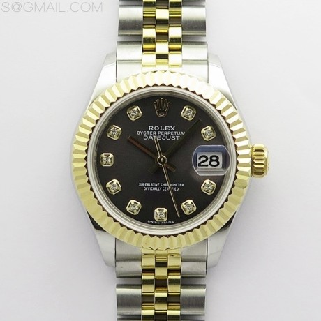 BP공장 롤렉스 데이저스트 28 옐로우골드콤비 그레이다이얼 2671 Datejust 28mm 279173 SS/YG BP Best Edition Gray Crystals Markers Dial on SS/YG Jubilee Bracelet ETA2671