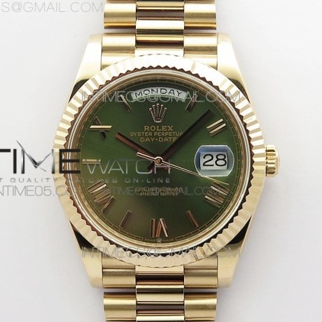 BP공장 롤렉스 데이데이트 40미리 로골 그린다이얼 2836 Day-Date 40mm 228239 BP New Dial Version 904 RG Green Roman Markers Dial on RG President Bracelet A2836