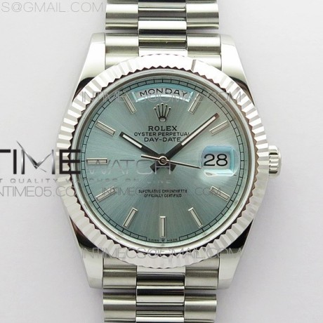 BP공장 롤렉스 데이데이트 40미리 아이스블루다이얼 2836 Day-Date 40mm 228239 BP New Dial Version 904 SS Ice Blue Stick Markers Dial on SS President Bracelet A2836