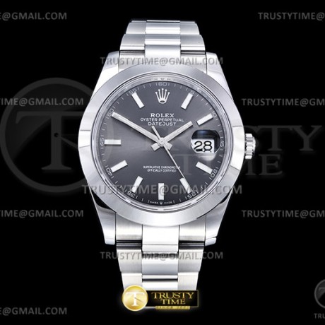 VS공장 롤렉스 데이저스트 41 스틸 그레이다이얼 바인덱스 돔베젤 오이스터브레이슬릿  VSF Rolex Datejust 41 Gray Rhodium Dial Dommed Bezel Oyster Braelet