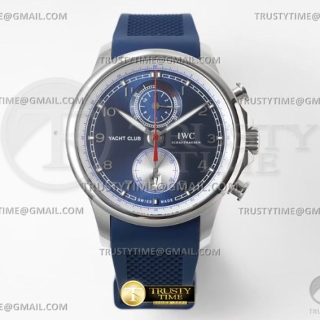 무명공장 IWC 포르투기저 요트 크로노그래프 스틸 블루다이얼 실버하프서브다이얼 러버스트랩 Portuguese Yacht Chrono Wht SS/LE Blue/Blue A7750
