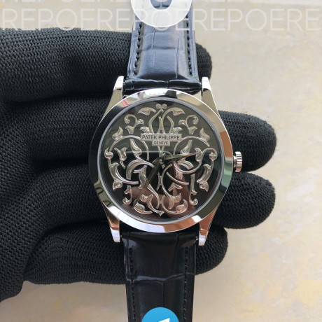 FL공장 클래식 5088 인그레이브드가죽스트랩 Classic 5088 100P Engraved Case Engraved Dial on Black Leather strap Cal.240