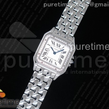 K11공장 27mm까르띠에 팬더 시크릿 레이디즈 스틸앤다이아케이스 브레이슬릿Panthère Secrete Ladies 27mm SS Diamonds Bezel  White Dial on SS Bracelet Ronda Quartz