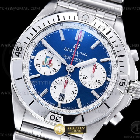 BLS공장 브라이틀링 크로노맷 B01 42 식스 네이션즈 이탈리아 블루다이얼 브레이슬릿 Chronomat B01 Italy SS/SS Blue/Stk BLS Asia 7750