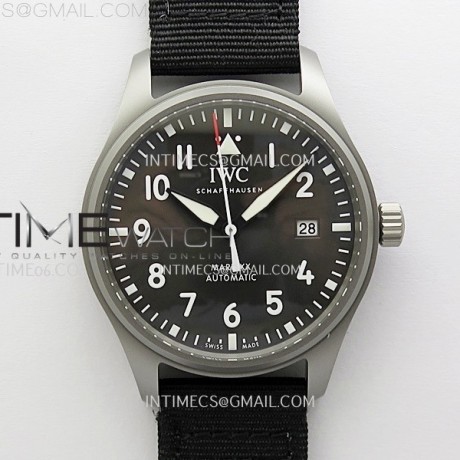 M+공장 IWC 마크20 그레이다이얼 블랙스트랩 Pilot Mark XX IW3282 Ti M+F 1:1 Best Edition Gray Dial on Black Nylon Strap MIYOTA 9015 엠플러스