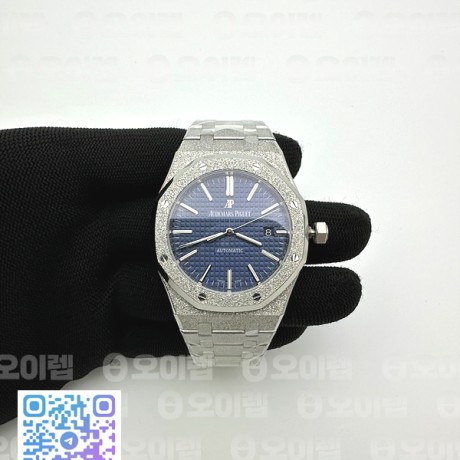ZF공장 오데마피게 로얄오크 15410 프로스티드 블루다이얼 브레이슬릿 Royal Oak 41mm 15410 Frosted SS ZF 1:1 Best Edition Blue Textured Dial on SS Bracelet SA3120 Super Clone