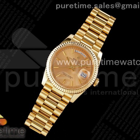 GM공장  롤렉스 데이데이트 40 옐로우골드 금통 샴페인다이얼 2836 Day Date 40 YG 904L Steel Fluted Bezel GMF 1:1 Best Edition YG Stick Dial on YG Bracelet A2836