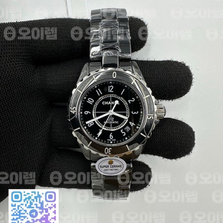HT공장 샤넬 J12 블랙세라믹 38mm 남성용 세라믹브레이슬릿 솔리드백 XHANEL J-12 38mm Blk CER/CER Blk/Num EAST A2892 KOR EAST공장