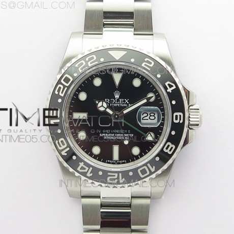 RO공장 젬티 블랙다이얼 GMT Master II 116710LN Black Ceramic 316L Steel ROF Best Edition Black Dial on SS Bracelet A3186