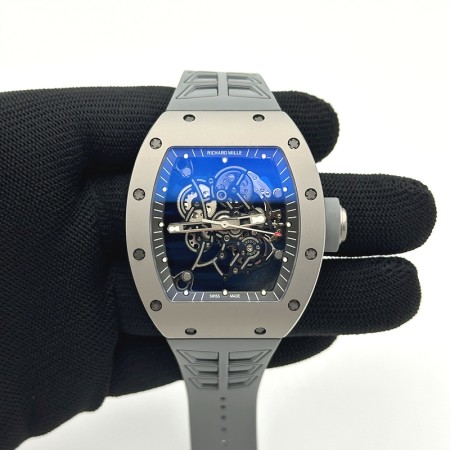 ZF공장 리차드밀 RM055 티타늄 스켈레톤다이얼 그레이러버스트랩 RM055 Titanium Carbide ZF 1:1 Best Edition Skeleton Dial On Gray Shark Rubber Strap RMUL2 Super Clone