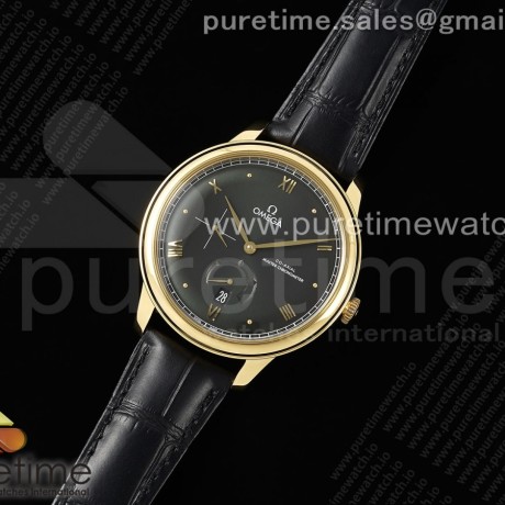 MK공장 오메가 드 빌 옐로우골드금통 블랙다이얼 블랙가죽스트랩 De Ville Power Reserve YG MKF 1:1 Best Edition Black Dial on Black Leather Strap A8810