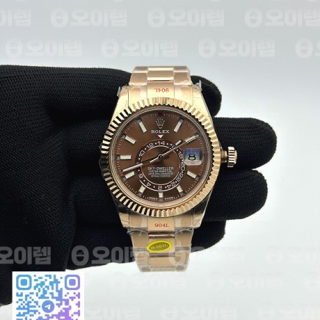 Noob공장 롤렉스 스카이드웰러 로즈골드금통 브라운다이얼 브레이슬릿 Sky-Dweller 326934 904L RG Noob 1:1 Best Edition Brown Dial on SS Jubilee Bracelet Asian 23J to 9001 눕
