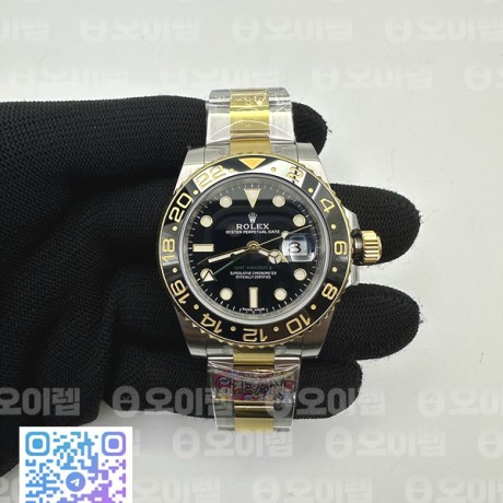 CLEAN공장 롤렉스 GMT마스터2 옐로우골드콤비 블랙다이얼 오이스터브레이슬릿 GMT-Master II 116713 Two Tone SS/YG 904L Steel Clean 1:1 Best Edition VR3186 CHS