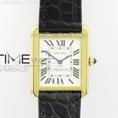 AF공장 까르띠에 탱크솔로 24 스몰 옐로우골드금장 화이트다이얼 가죽스트랩 TANK SOLO LADIES 24MM YG WHITE DIAL ON BLACK LEATHER STRAP RONDA QUARTZ