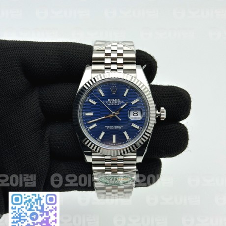 CLEAN공장 롤렉스 데이저스트 41 스틸 블루플루티드다이얼 플루티드베젤 쥬빌레브레이슬릿 클린 DATEJUST 41 126334 CLEAN 1:1 BEST EDITION 904L STEEL BLUE TEXUTED DIAL ON JUBILEE BRACELET VR3235