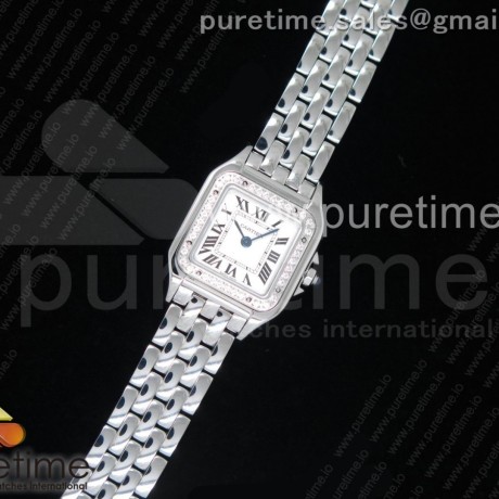 K11공장 22mm까르띠에 팬더 시크릿 레이디즈 스틸앤다이아케이스 브레이슬릿Panthère Secrete Ladies 22mm SS Diamonds Bezel  White Dial on SS Bracelet Ronda Quartz