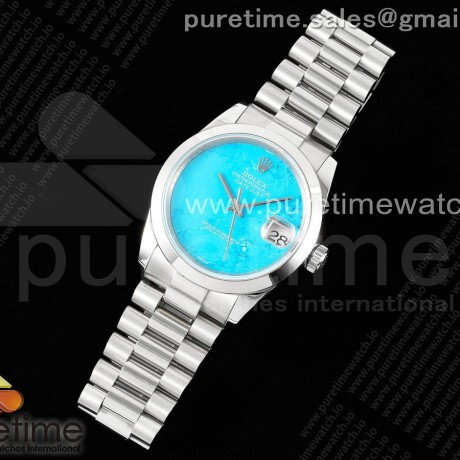 DD공장 롤렉스 데이데이트 36 스틸 블루스톤다이얼 브레이슬릿 Day Date 36 SS DDF Best Edition Polished Bezel Blue Stone Dial on SS Bracelet A2836