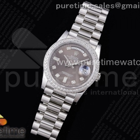 GM공장 데이데이트 36 그레이다이얼 2836 Day Date 36 128239 GMF 1:1 Best Edition 904L Steel Gray Dial Diamonds Markers and Bezel on Bracelet A2836