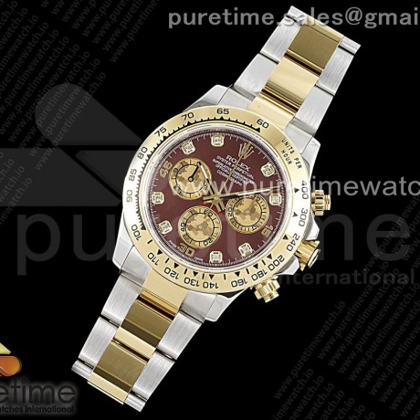 JH공장 롤렉스 스틸 데이토나 옐로우골드콤비 브라운다이얼 4130 Daytona SS/YG JHF Best Edition Brown Diamonds Dial on SS/YG Bracelet A4130