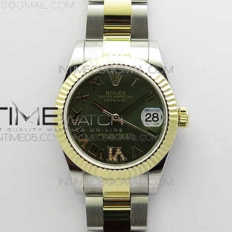 BP 롤렉스 데이저스트 31 옐로우골드콤비 그린다이얼 2813 Datejust 31mm 278273 SS/YG BP Best Edition Brown Roman Markers Dial on SS/YG Oyster Bracelet