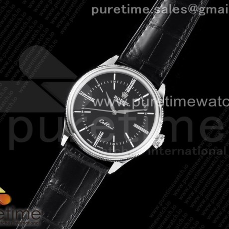 KZ공장 롤렉스 셀리니 스틸 블랙다이얼 가죽스트랩 Cellini SS KZF 1:1 Best Edition Black Dial on Black Leather Strap SA3132