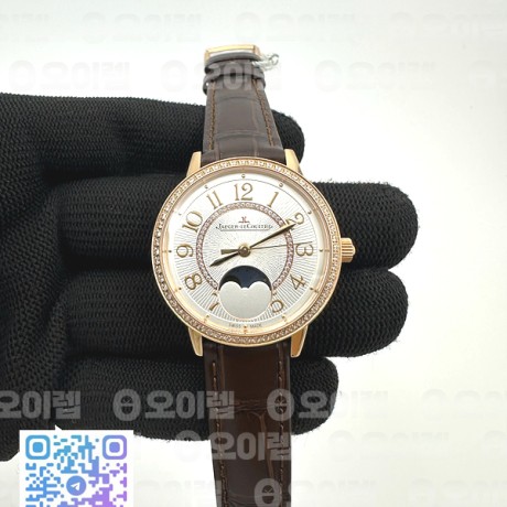 ZF공장 랑데뷰 로골 화이트텍스쳐다이얼 가죽스트랩 Rendez-Vous Moon Medium RG ZF 1:1 Best Edition White Textured Dial Diamonds Bezel on Brown Leather Strap A935