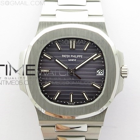 PP공장 V4 노틸러스 점보 그레이다이얼 브레이슬릿 Nautilus Jumbo 5711 Super Replication Gray Textured Dial on SS Bracelet PPF324 PPF공장