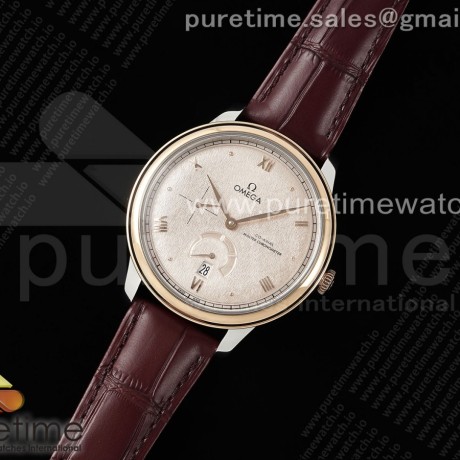 MK공장 오메가 드 빌 스틸 로즈골드텍스쳐다이얼 브라운가죽스트랩 De Ville Power Reserve RG MKF 1:1 Best Edition RG Textured Dial on Brown Leather Strap A8810