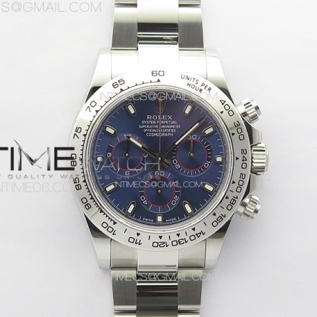 Noob공장 롤렉스 스틸 데이토나 블루다이얼 브레이슬릿 눕 Daytona 116509 904L Noob 1:1 Best Edition Blue Dial on 904L SS Bracelet SA4130