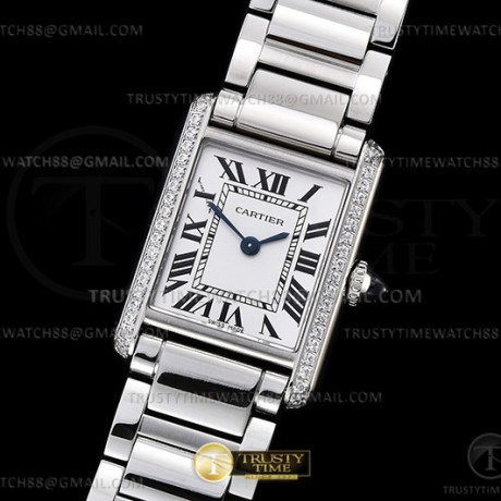 K11공장 까르띠에 탱크 머스트 스몰 스틸 다이아몬드베젤 화이트다이얼 브레이슬릿 CAR0549B - Cartier Tank Must Small Dia SS/SS Wht K11 Sw Qtz