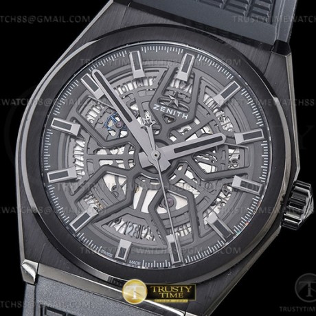 LF공장 제니스 데피 클래식 스켈레톤 PVD블랙 블랙다이얼 블랙러버스트랩 ZEN048G - Defy Classic Skeleton PVD/RU Blk Ske LF V2 A2892