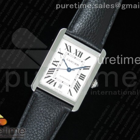 AF공장 까르띠에 탱크솔로 31mm 스틸 화이트다이얼 가죽스트랩 Tank Solo 31mm SS White Dial on Black Leather Strap A2892