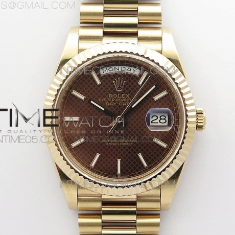 BP공장 롤렉스 데이데이트 40미리 로골 브라운다이얼 2836 Day-Date 40mm 228239 BP New Dial Version 904 RG Brown Stick Markers Dial on RG President Bracelet A2836
