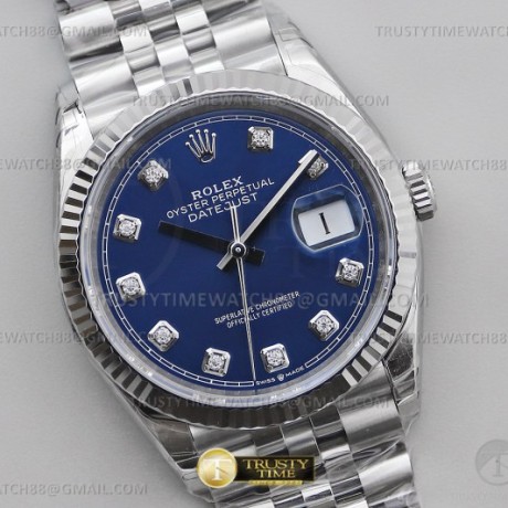 VS공장 롤렉스 데이저스트 36 텐포인트 블루다이얼 플루티드베젤 쥬빌레브레이슬릿 10p DateJust 36 SS 126234 VSF 1:1 Best Edition 904L Steel Blue Diamonds Dial on Jubilee Bracelet VS3235