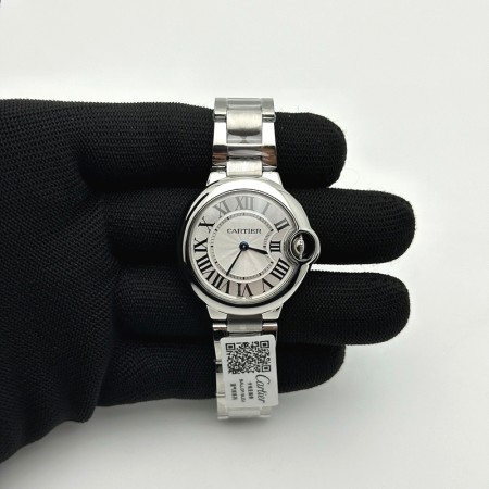 AF공장 까르띠에 발롱블루 33MM 스틸 Ballon Bleu 33mm SS White Textured Dial on SS Bracelet Jap Quartz