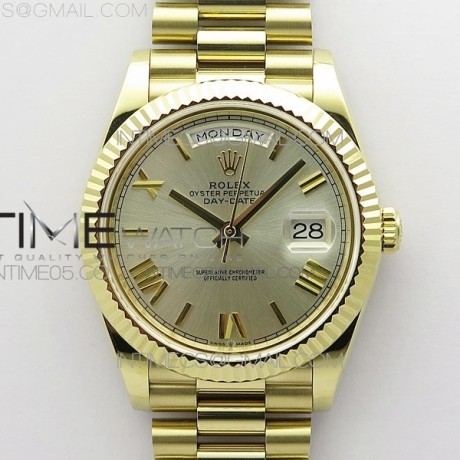 BP공장  롤렉스 데이데이트 40 옐로우골드 금통 실버다이얼 2836 Day-Date 40mm 228239 BP New Dial Version 904 YG Silver Roman Markers Dial on SS President Bracelet A2836