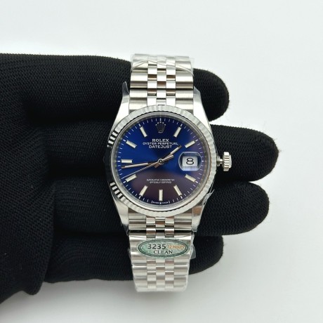 Clean공장 롤렉스 데이저스트 36 스틸 블루다이얼 플루티드베젤 쥬빌레브레이슬릿 DateJust 36 126234 Clean 1:1 Best Edition 904L Steel Blue Stick Dial on Jubilee Bracelet VR3235 클린공장