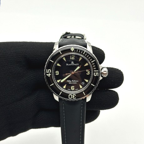 ZF공장 블랑팡 피프티패덤즈 티타늄 블랙다이얼 캔버스스트랩 FIFTY FATHOMS TITANIUM BLACK DIAL ON SAIL-CANVAS STRAP A1315 (FREE EXTRA STRAP)