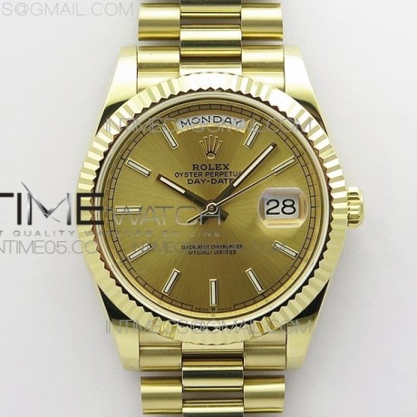 BP공장 롤렉스 데이데이트 40 옐로우골드 금통 샴페인다이얼 2836 Day-Date 40mm 228239 BP New Dial Version 904 YG  Stick Markers YG Dial on YG President Bracelet A2836