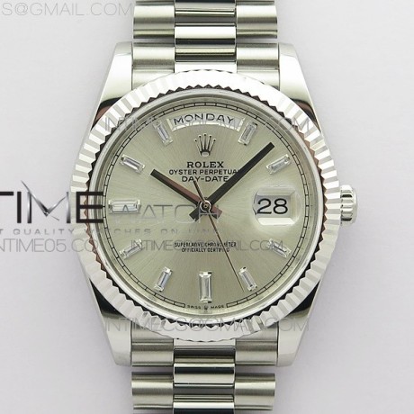 BP공장 롤렉스 데이데이트 40미리 실버다이얼 2836 Day-Date 40mm 228239 BP New Dial Version 904 SS Silver T Crystal Markers Dial on SS President Bracelet A2836